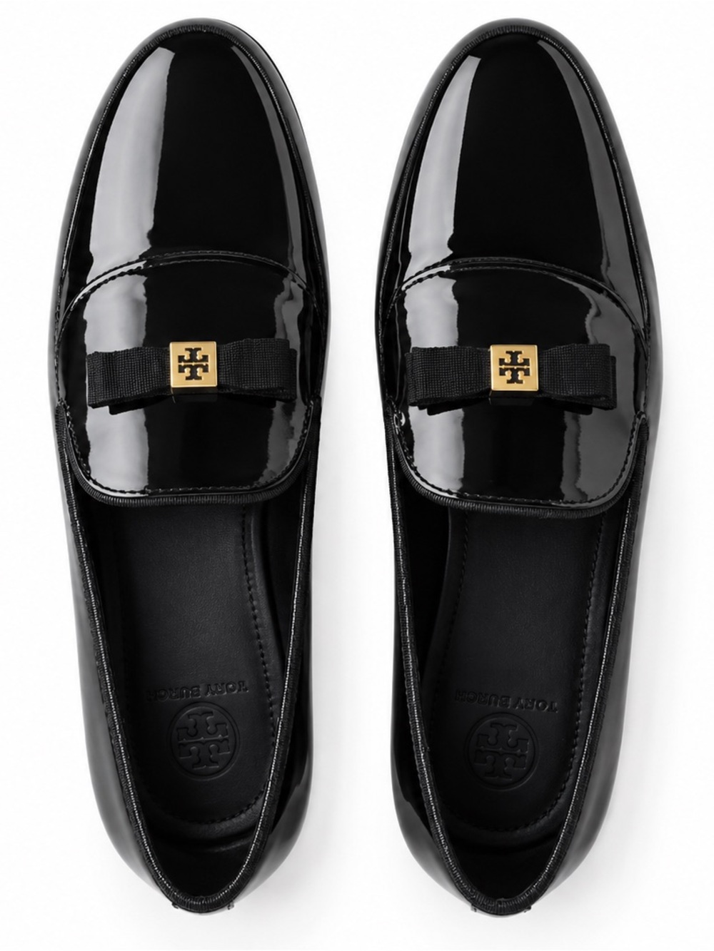 Tory Burch Chandra Black Patent Leather Bow Loafers US Women Size 7.5M